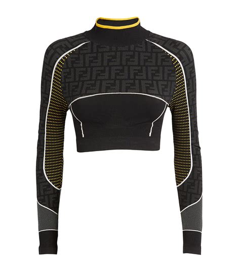 fendi black crop top|fendi track top.